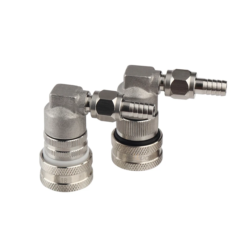 Stainless Steel Ball Lock Disconnect Coupler With 90 Degree Mfl 1/4