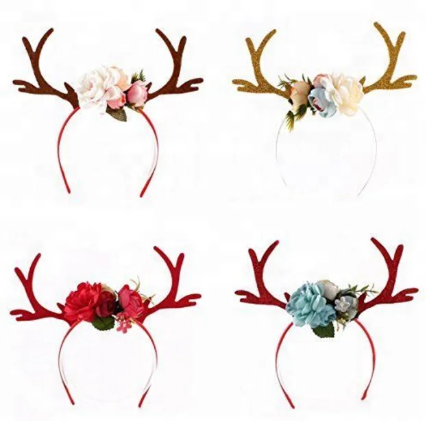 antler headband with flowers