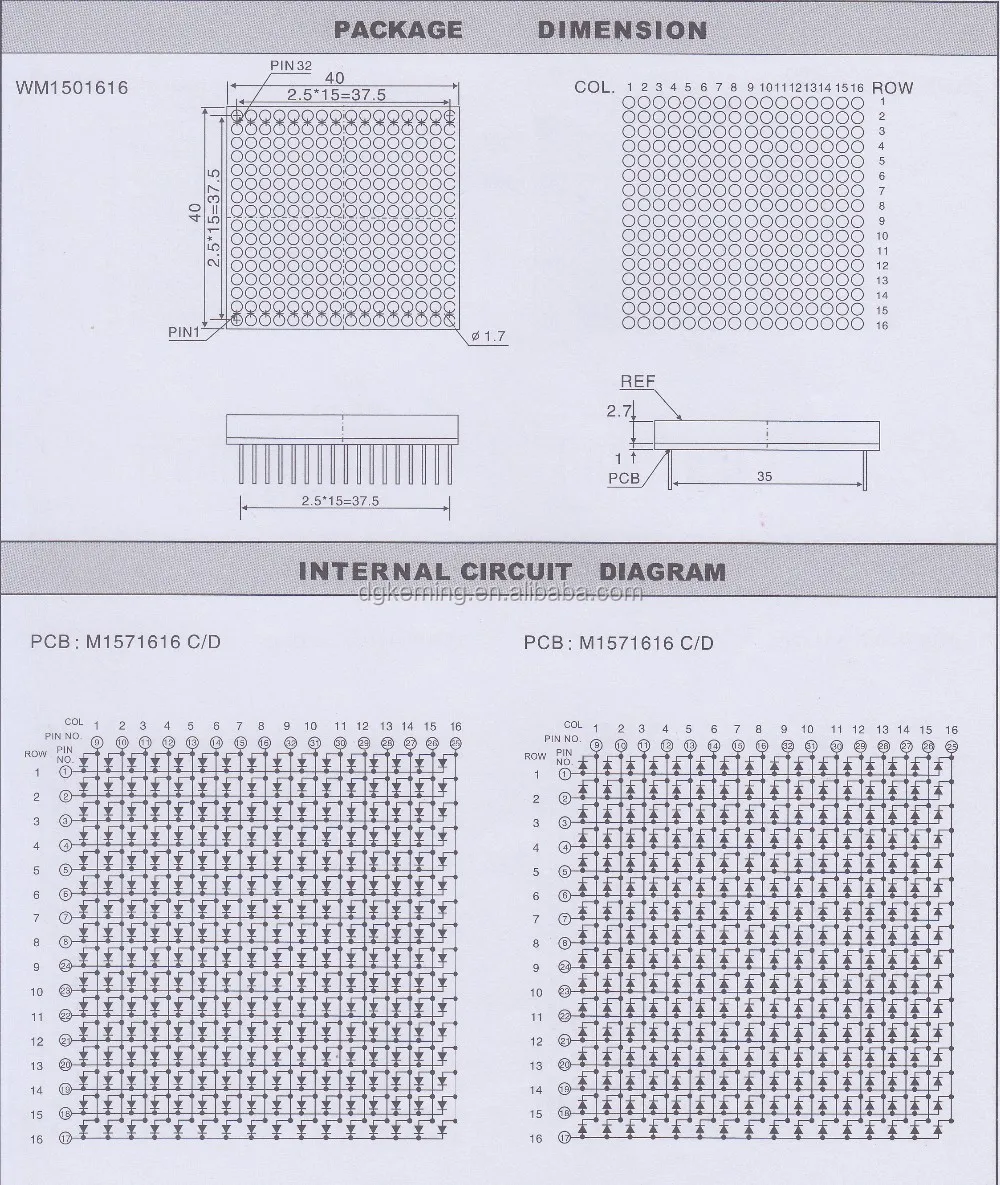 16x16 led matrix display 16x16 dot matrix China LED Manufacturer