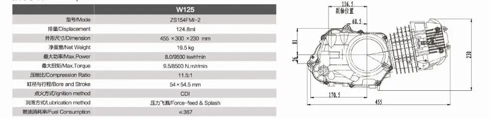 Zongshen 125 Zs125cc Pit Bike Engine Motorcycle Engines - Buy Zongshen