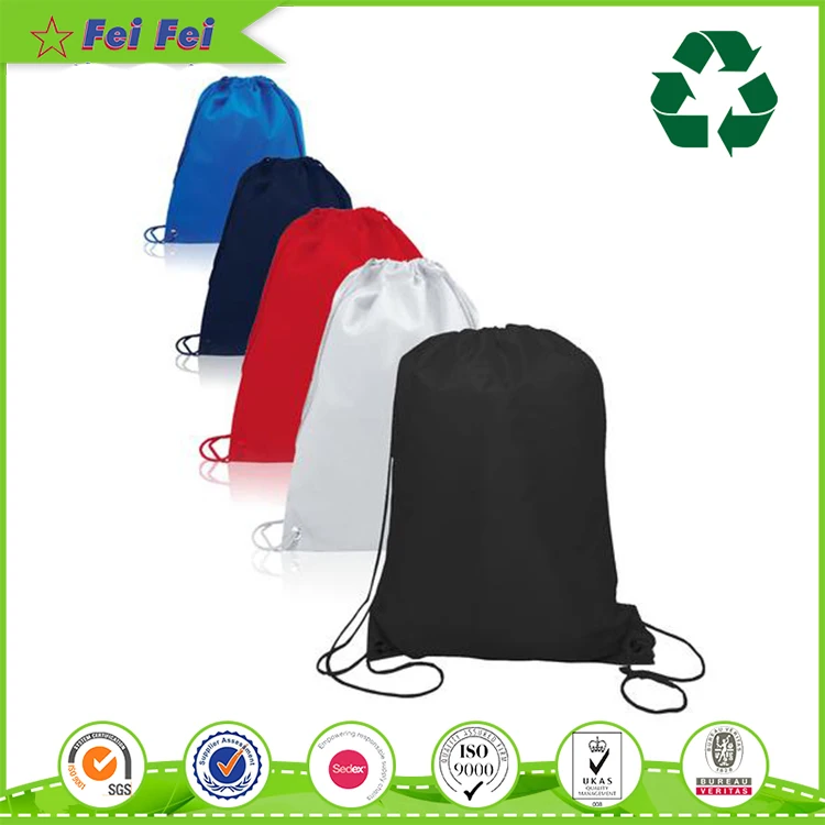 White Cloth Pp Woven Zipper Drawstring Backpack Nylon Beach Recycle Bag