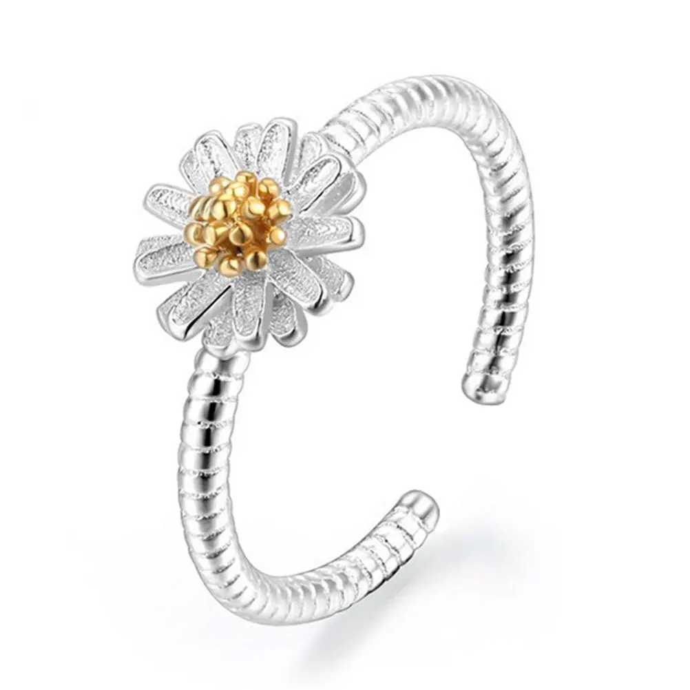 Dabangjewels 18K White Gold Plated Daisy Flower Adjustable Toe Band Ring//Midi Ring