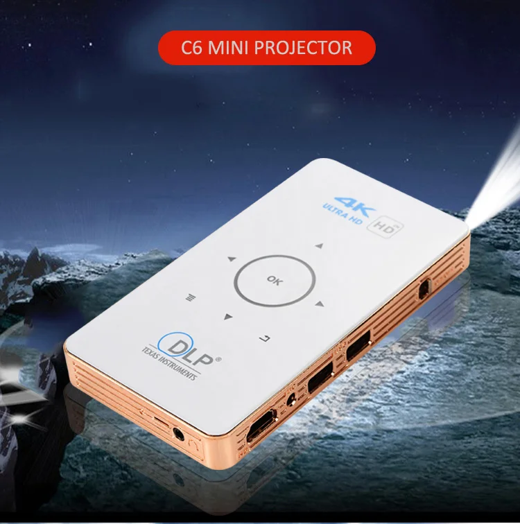 2gb 16gb true ansi 50lm120inch manuel focus 便携式 4k dlp 投影仪