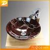 Colorful Double Layer Glass Vessel Sink For Bathroom Artistic Tempered Glass Bowl