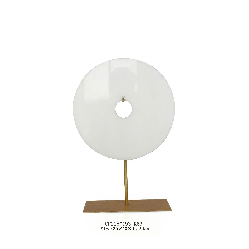 Nature White Round Marble Statues with Metal Base Table Top Sculpture Decor supplier