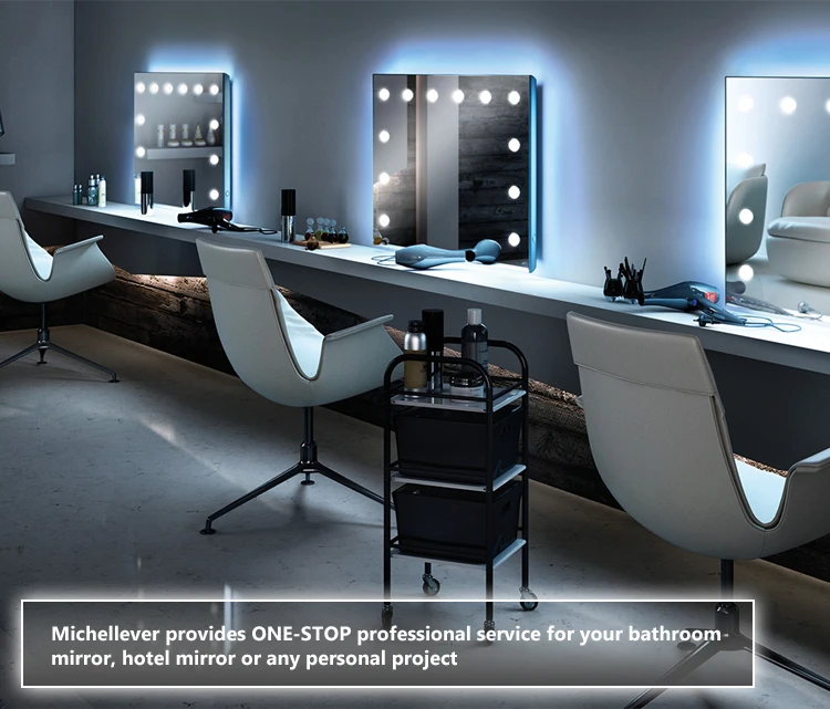 Ip44 High Quality Wall Mounted Salon Barber Mirror With Light Beauty