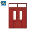 50 mm Thick Shutter Interior Fire Doors With Glass/ Grain Colors Wooden Hinged Fire Fighting Doors
