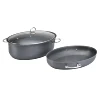 pressed Aluminum Induction bottom tri ply roaster cookware set