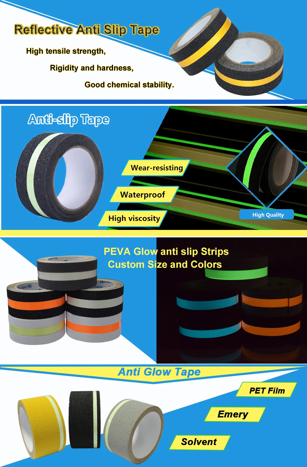 China Supplier EONBON Free Samples Warning Reflective Anti Slip Tape