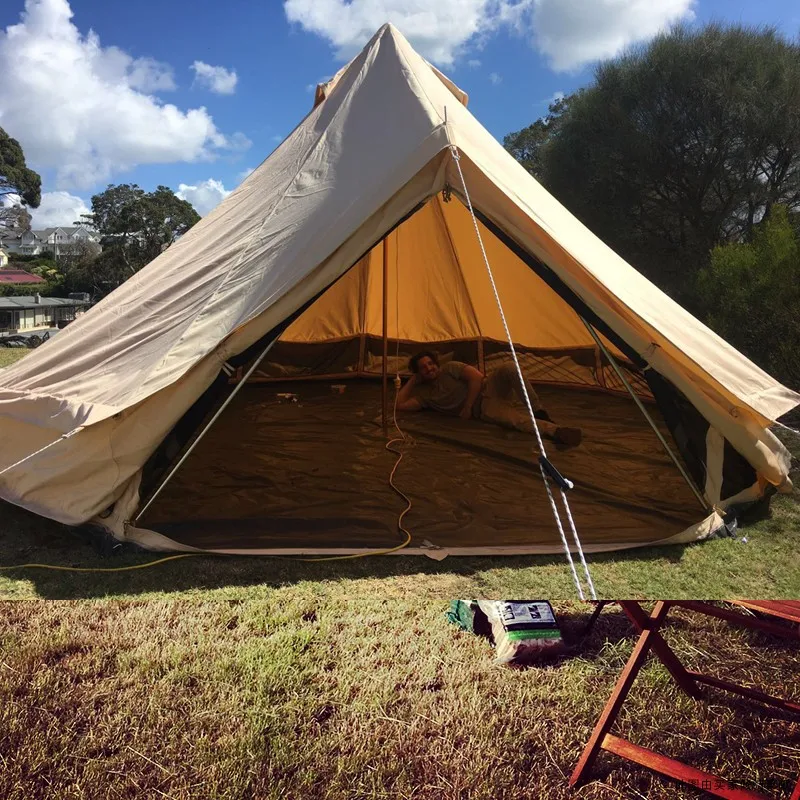 4m6m Fireproof Waterproof Teepee Tent Canvas Bell Tent Luxury Tipi