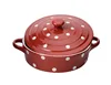 Oven Applicable Bakeware Spotty Design Stoneware Casserole Dish with Lid & Handle