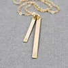 Dainty Vertical Bar Gold Filled Necklace Mixed Heights and Delicate Personalized Hand Stamped Necklace