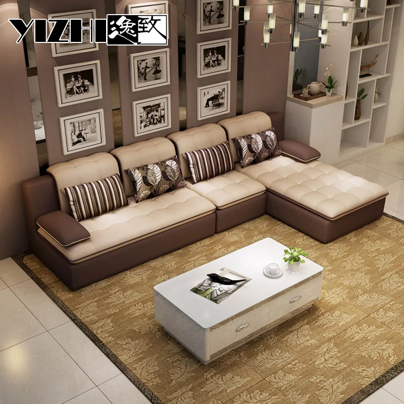 Muebles de sala muebles italianos estilo simple tela marrón ...