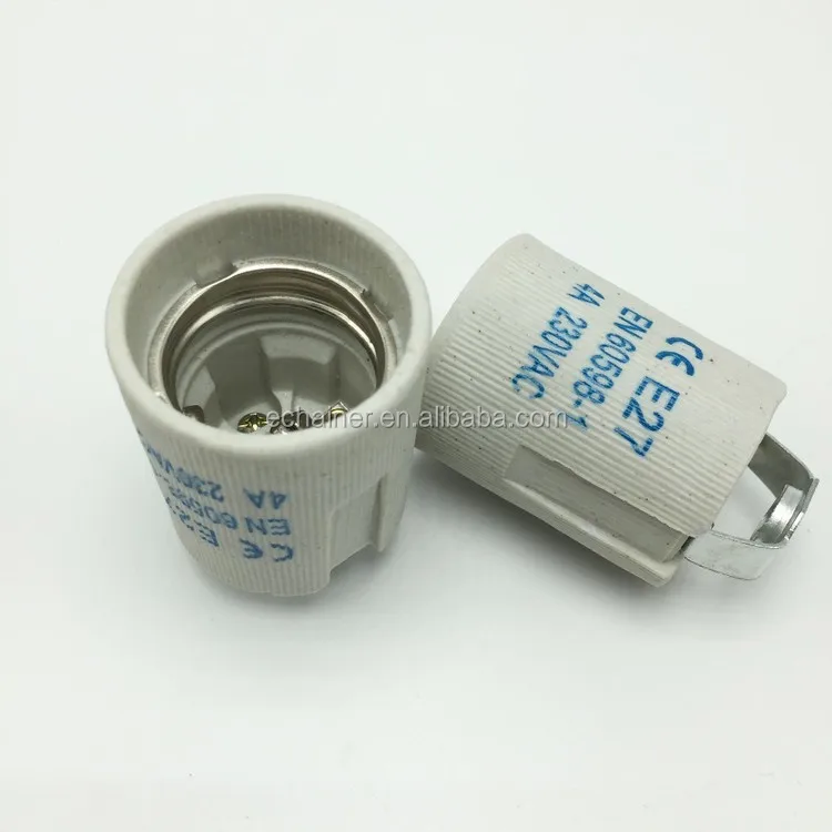 E26 E27 Ceramic Lamp Socket Base Adapter E27 Porcelain Screw Bulb High ...