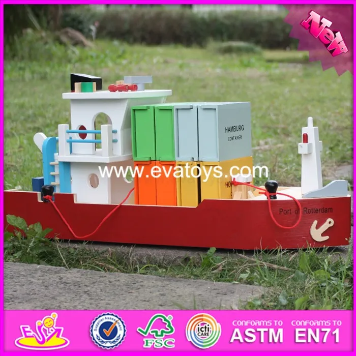 New Design Funny Children Wooden Toy Container Ship W04f006 Buy Toy