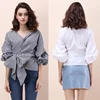 Fall Clothing Blouse Ladies Gingham Tops Women Wrap Top