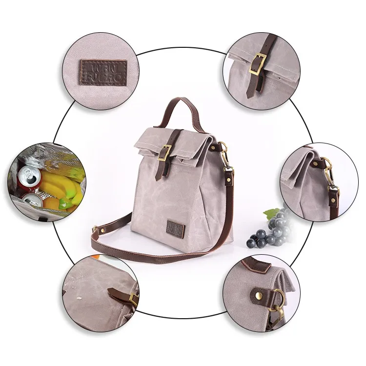 Customized Waxed Canvas Lunch Bag With Shoulder Strap Buy Canvas Lunch Bag,Men's Lunch Bag