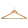 Natural Pant Bottom Bar Hotel Wooden Clothes Anti-theft Hanger with Security Rings