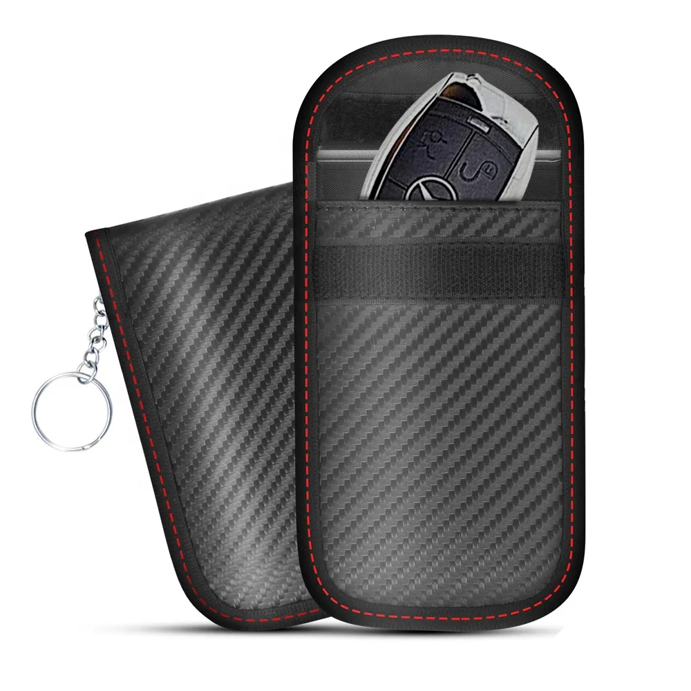 
Waterproof Carbon Fiber RFID Blocking Key Fob Signal Blocking Faraday Cage Protector Nano Car Keyfob Bag Pouch 