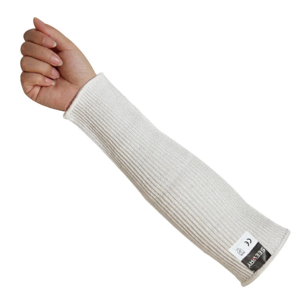 Hppe Fiber Glass Cut Resistant Level 5 White Forearm Protection Hand