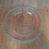 wholesale price 13inch silver beads glass charger plate for wedding