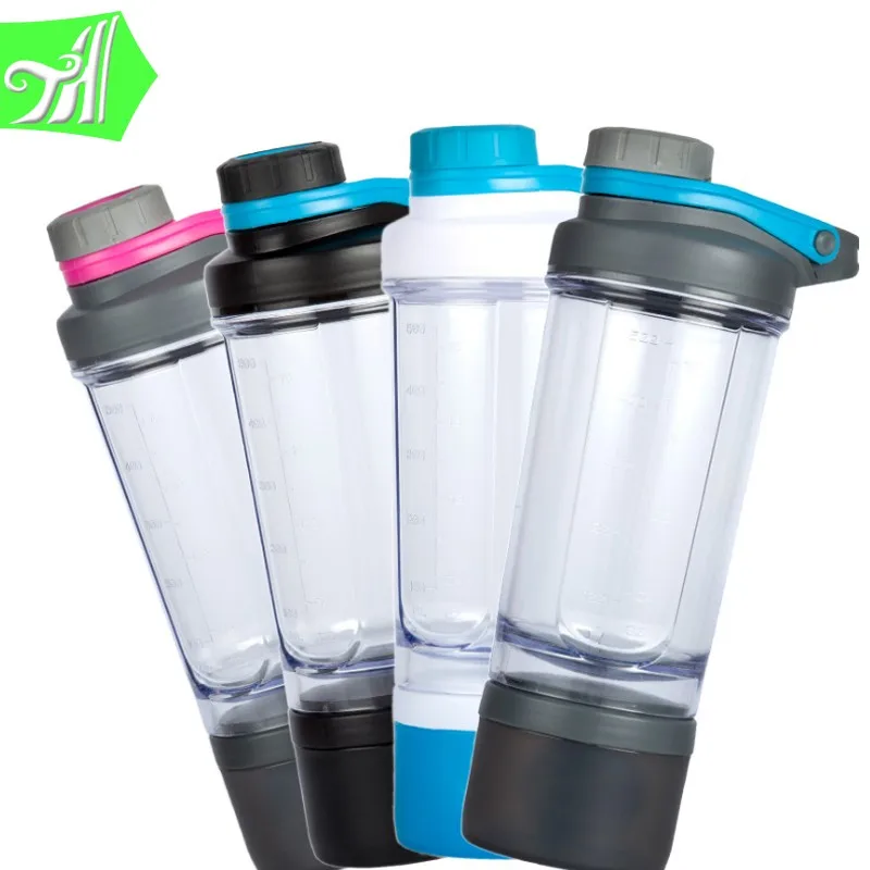 600ml Two Layers Plastic Shaker Bottle, Sport Water Bottle Bottledjoy