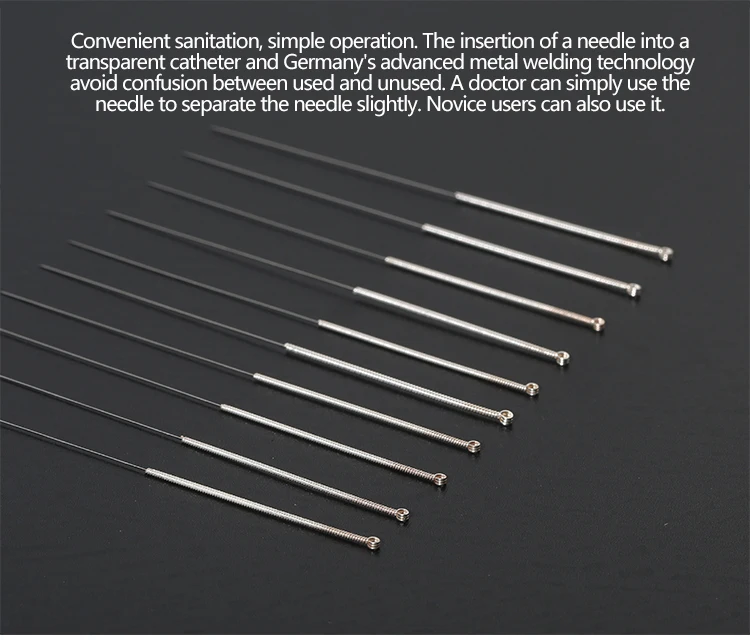 Alloy wire spring handle acupuncture needles with loop plastic bag ...