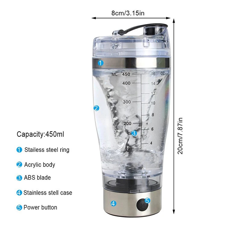 Hot Sale Ideas Home Outdoors Creative Sports Milkshake Water Bottle Multi-functional 450ml Electric Protein Shaker Cup.jpg