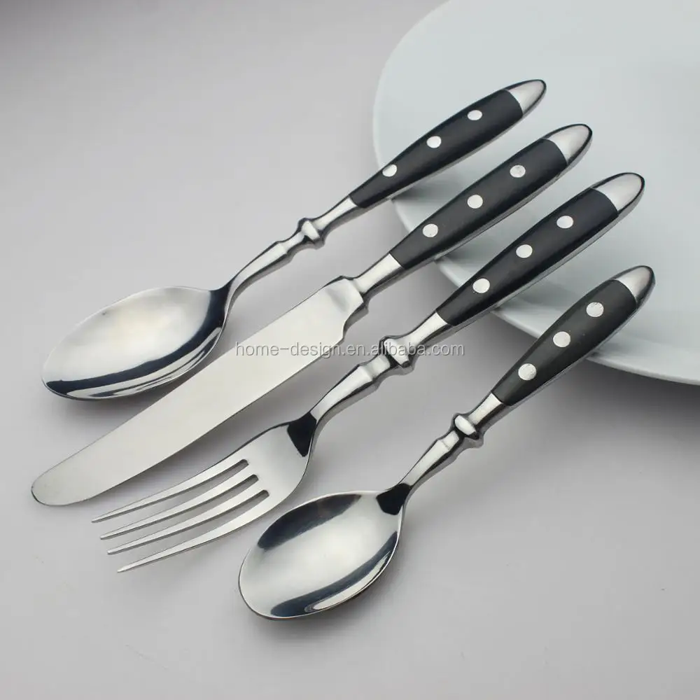 Stainless Steel German Hampton Hand Flatware Cutlery With Black