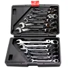 Car Repair Tools 12pcs Set 8-19mm Flexible Head Combination Ratchet Wrench Torque Spanner Double Offset Ratchet Ring Wrench Kit