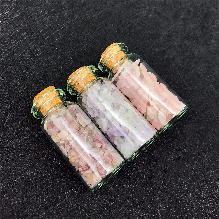 Natural Crystal Quartz Chips Glass Tiny Bottle Gemstone Stone Bottle ...