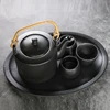 High quality matte glazed porcelain fruit/tea tray 13" ceramic black used restaurant plates dinnerware