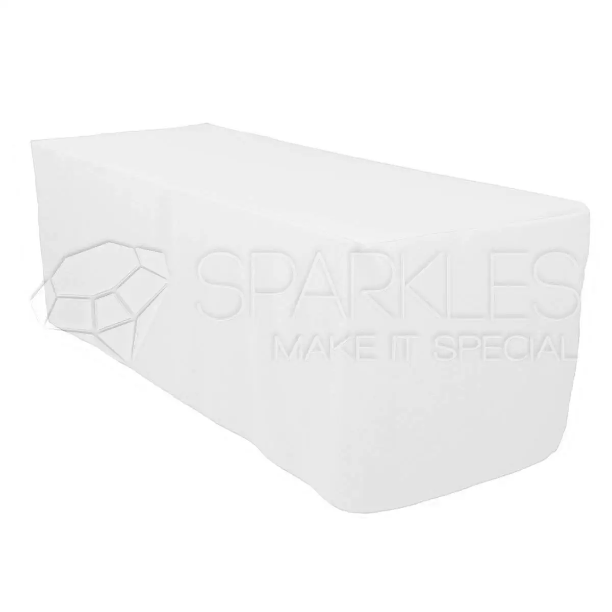 Sparkles Make It Special 10-pcs 6' ft Rectangular Fitted Polyester Cloth Fabric Linen Tablecloth - Wedding Reception Restaurant Banquet Party - Machine Washable - White