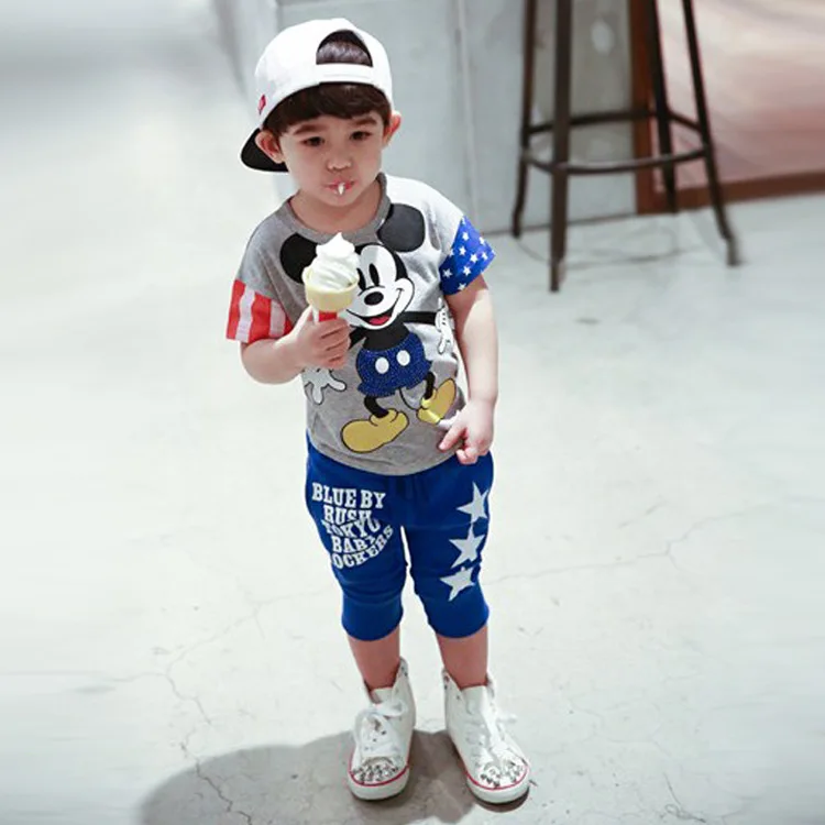 Children Clothing set 2016 New minnie Baby Girls Boys Clothes Sets 95 Cotton cartoon Short Sleeve
