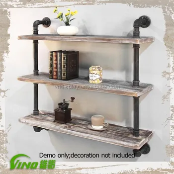 Vintage Wooden Wall Gondola Shelf Iron Shelving Tiers Rustic Timber Antique Metal Pipe Handmade Storage Display Rack Wrought Vintage Wooden Wall Gondola Shelf Iron Shelving Tiers Rustic Timber Antique Metal Pipe Handmade Storage Display Rack Wrought