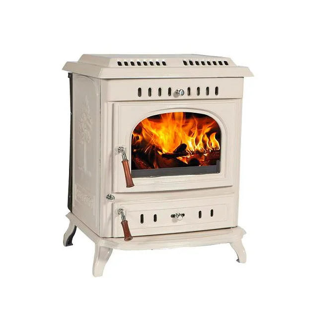 Exquisite Sleek Cream Enamel Coated Smokeless Wood Burning Stove Indoor