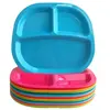 3-Compartment Divided Plastic Kids Tray | set of 12 in 4 Assorted Colors