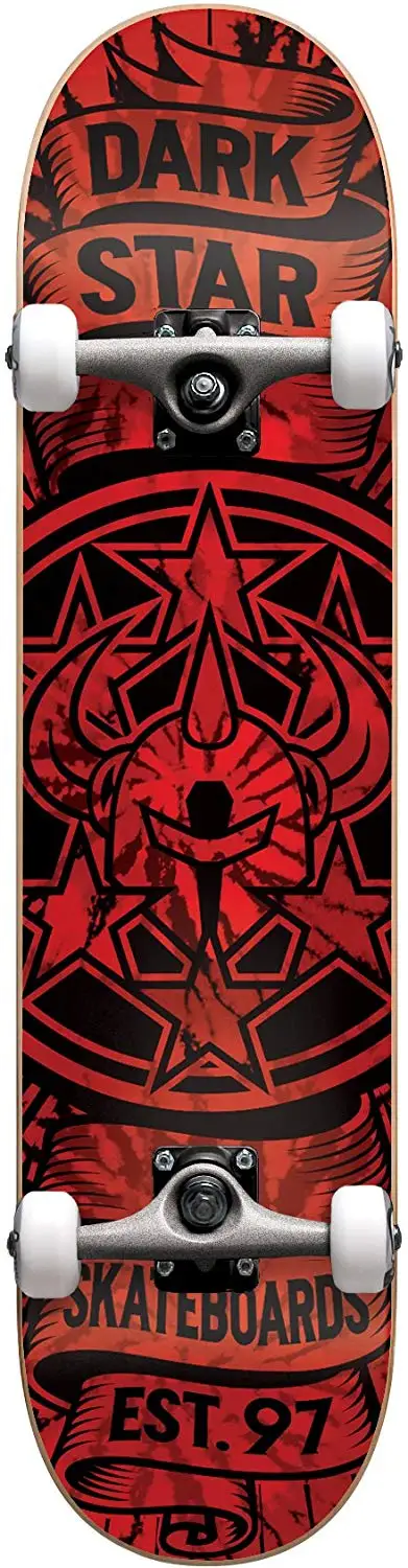 Darkstar Civil FP Complete Skateboard,Red,31.3" L X 7.625" W x 14.13" WB