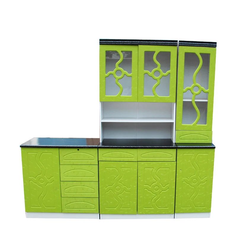 Particle Board Mdf Door Modern Kitchen With Metal Slider Drawer