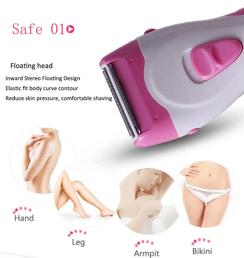 Lady Hair Shaver Rechargeable Waterproof Wet Dry Using Beauty Body Hair Razor