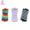 Wholesale Ready to Ship Colorful Stripe Plain Top Kids Kneepads, Cosy Warm Knit Baby Leg Warmers