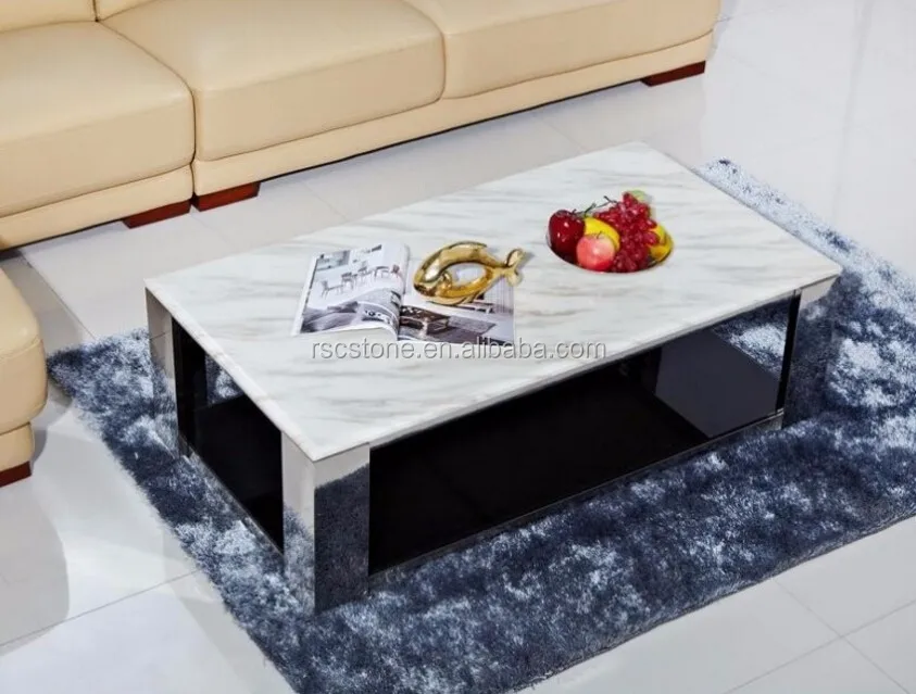 Cheap Modern Carrara White Marble Top Black Steel Coffee Table Buy