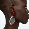Kaimei jewelry fashion manufacturer 2019 new diamond cut glass stone transparent resin water drop earrings for women jewelry