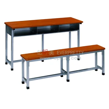 Cheap Price Comfortable School Desk And Bench For 3 Person Wooden