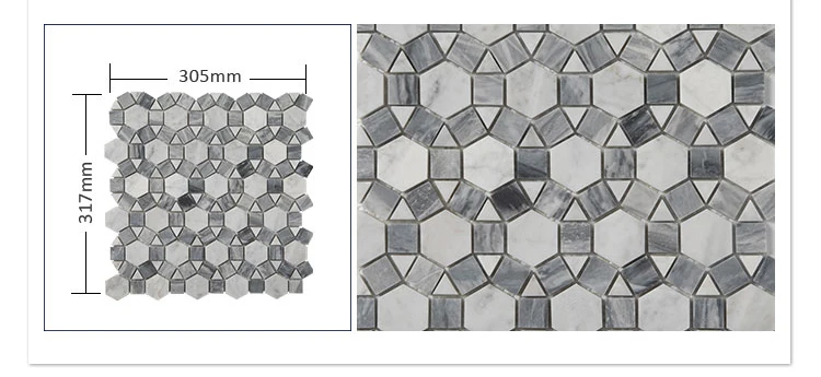 Carrara White Mixed Grey Sunflower Mosaic Tile Pattern Mosaic Stone Marble
