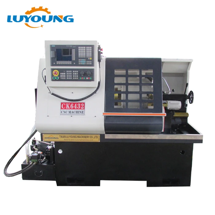 Ck6432 Small Automatic Bar Feeder Cnc Metal Lathe With Fanuc Control