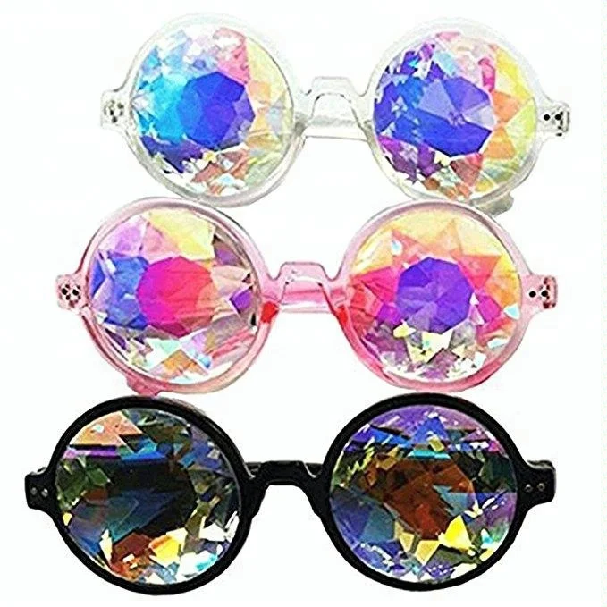 Kaleidoscope Rainbow Square Glasses Prism Diffraction Crystal Lens Festival Rave