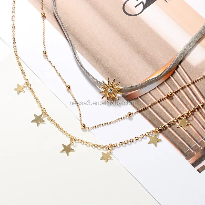 Fashion Gold Star Necklace Wholesale NSYG-0213