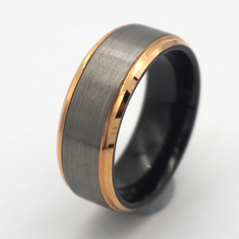 Custom 8mm Damascus Steel Pattern Channel Blank Tungsten Carbide Ring Blanks For Inlay Ring