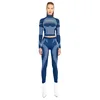 Digital Printing Winter High Collar Street Style Cool Yoga Wear Sport Clothing Set